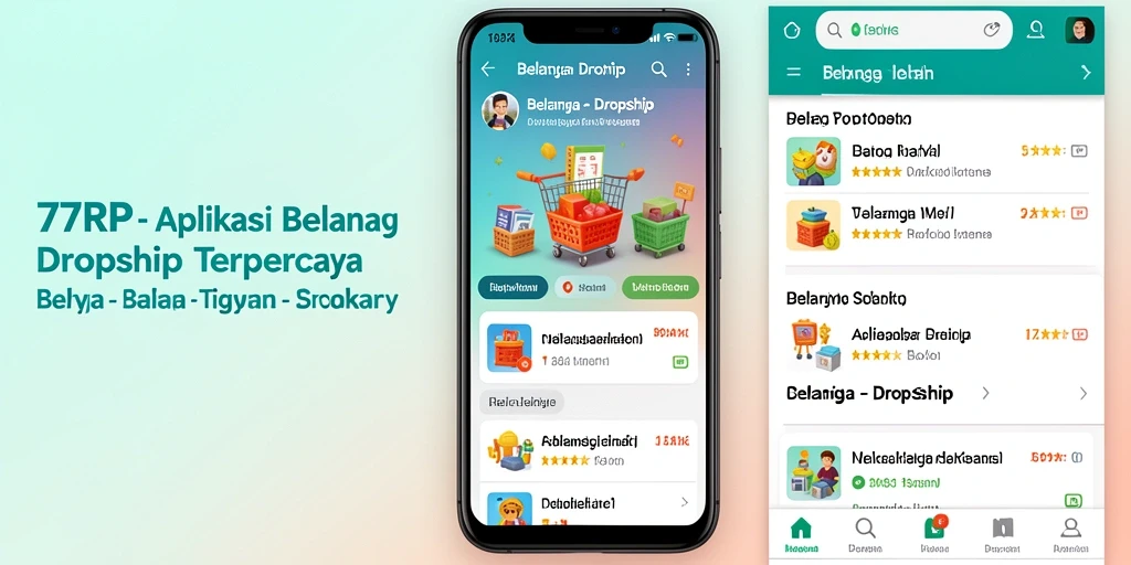 Tampilan antarmuka aplikasi Dropship 77RP yang memudahkan pengguna.