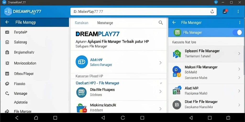 Screenshot utama <strong>DREAMPLAY77</strong> menampilkan antarmuka manajemen file yang sederhana dan efisien.