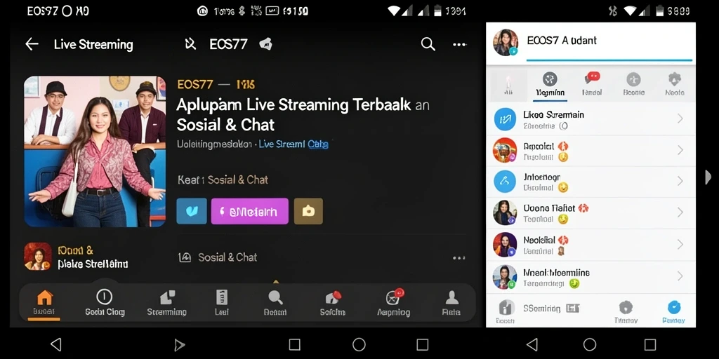 Antarmuka aplikasi Live Streaming EOS77 yang menarik dan interaktif.