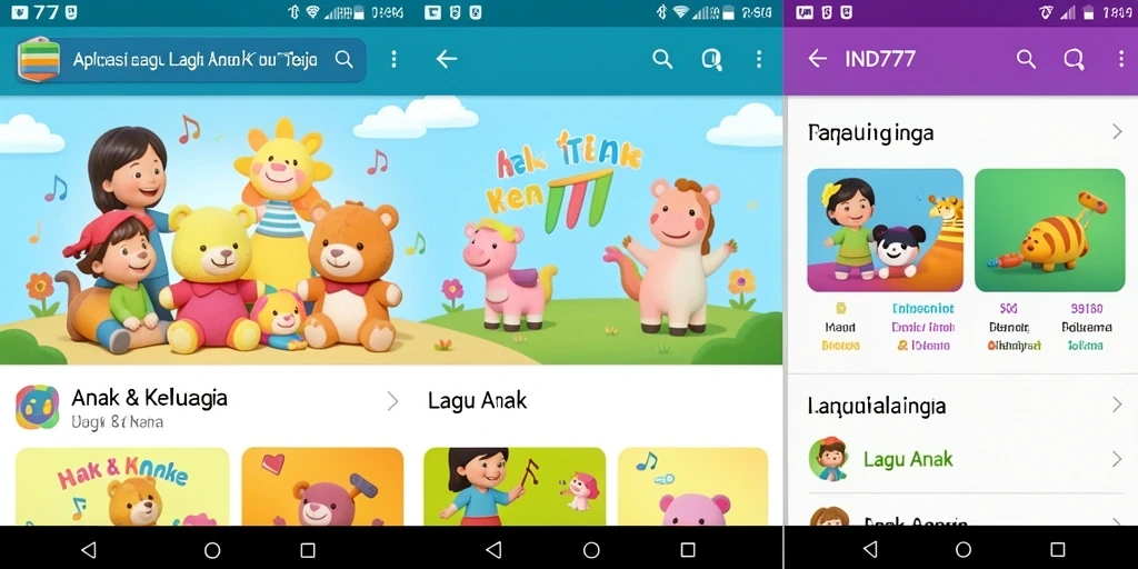 Antarmuka aplikasi IND777 yang ceria dan ramah anak.