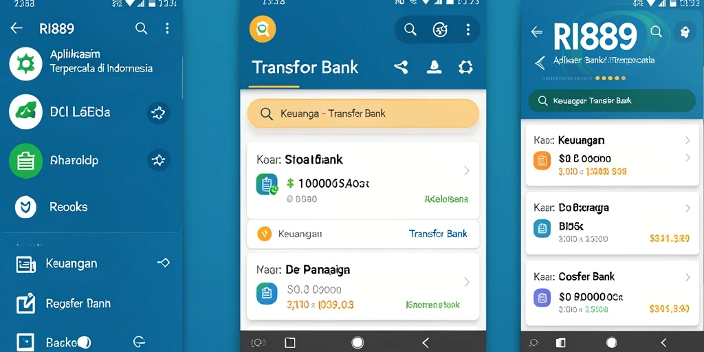 Antarmuka aplikasi RI889 untuk transfer bank yang efisien dan mudah digunakan.