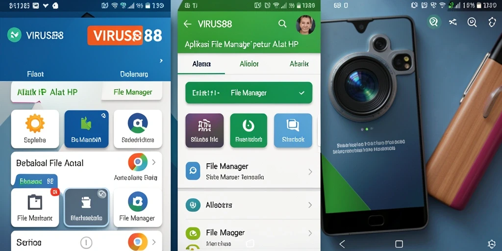 Tampilan antarmuka aplikasi File Manager VIRUS88 yang user-friendly.
