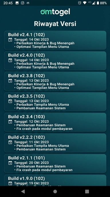 Riwayat Versi Omtogel untuk Pengguna Android